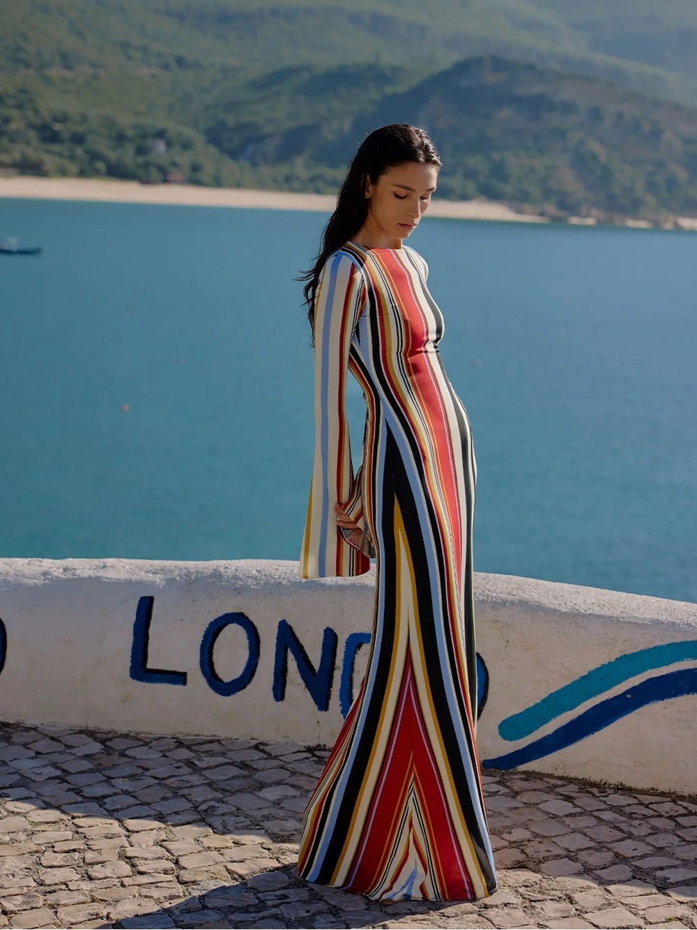 Cala De La Cruz Amay Dress in Multicolor Stripe L